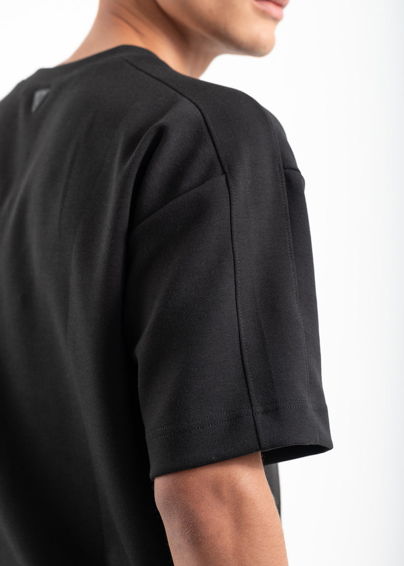 Ανδρική κοντομάνικη μπλούζα Vittorio - 200-2526-FORMIA - formal tee loose fit μαύρο