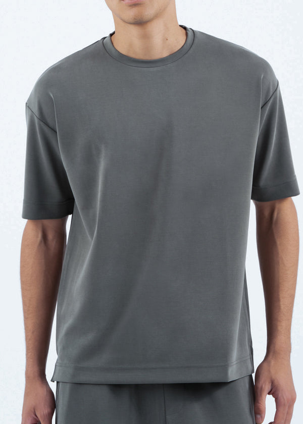 Ανδρική κοντομάνικη ριπ μπλούζα Vittorio - 200-2526-JORDAN - ripped tee loose fit ανθρακί