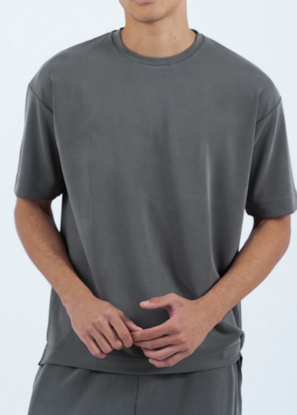 Ανδρική κοντομάνικη ριπ μπλούζα Vittorio - 200-2526-JORDAN - ripped tee loose fit ανθρακί