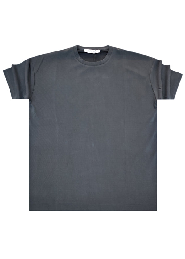 Ανδρική κοντομάνικη ριπ μπλούζα Vittorio - 200-2526-JORDAN - ripped tee loose fit ανθρακί