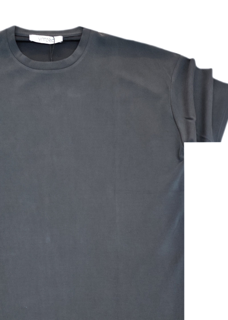 Ανδρική κοντομάνικη ριπ μπλούζα Vittorio - 200-2526-JORDAN - ripped tee loose fit ανθρακί