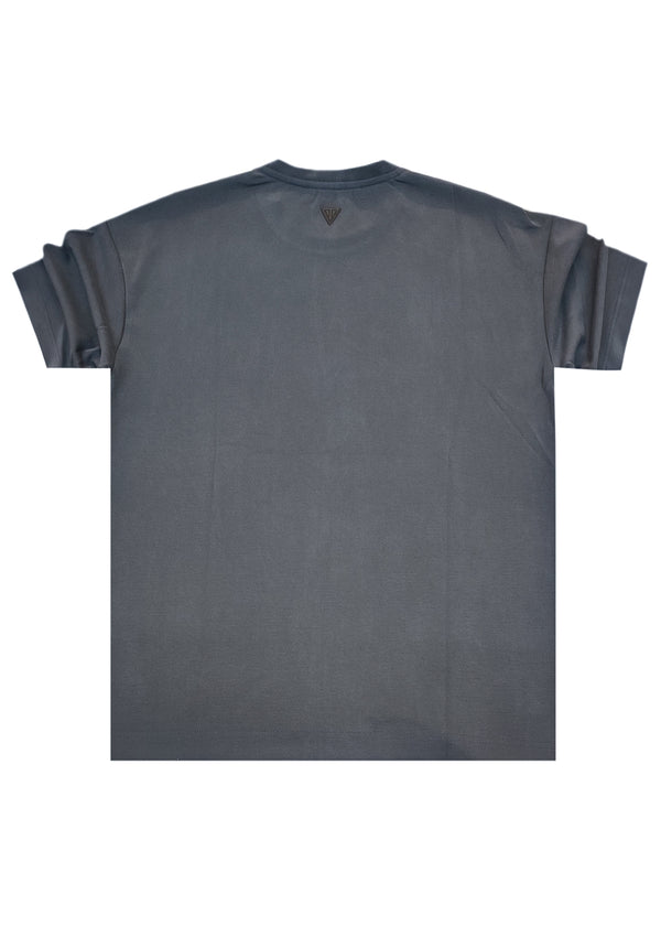 Ανδρική κοντομάνικη ριπ μπλούζα Vittorio - 200-2526-JORDAN - ripped tee loose fit ανθρακί