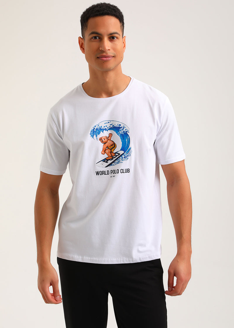 New World Polo - POLO-2023 - surf bear t-shirt - white