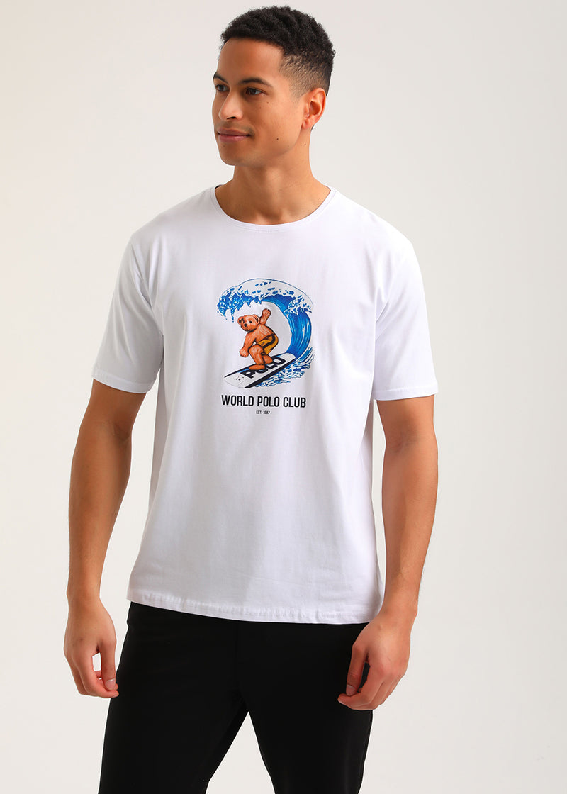 New World Polo - POLO-2023 - surf bear t-shirt - white