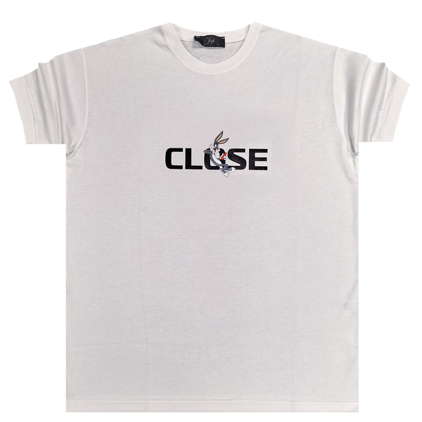 Κοντομάνικη μπλούζα Close society - S24-202 - bugs logo λευκό