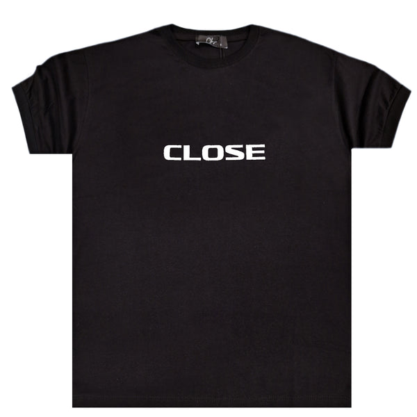 Ανδρική κοντομάνικη μπλούζα Close society - S24-215 - big white simple logo μαύρο
