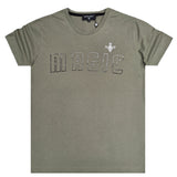 Ανδρική κοντομάνικη μπλούζα Magic bee - MB2402 - black logo χακί