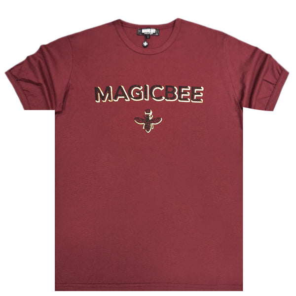Ανδρική κοντομάνικη μπλούζα Magic bee - MB2407 - foil logo μπορντό