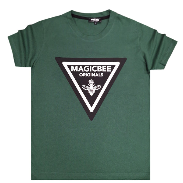 Ανδρική κοντομάνικη μπλούζα Magic bee - MB2406 - triangle logo πράσινο