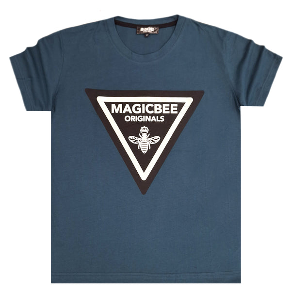 Ανδρική κοντομάνικη μπλούζα Magic bee - MB2406 - triangle logo tee πετρόλ