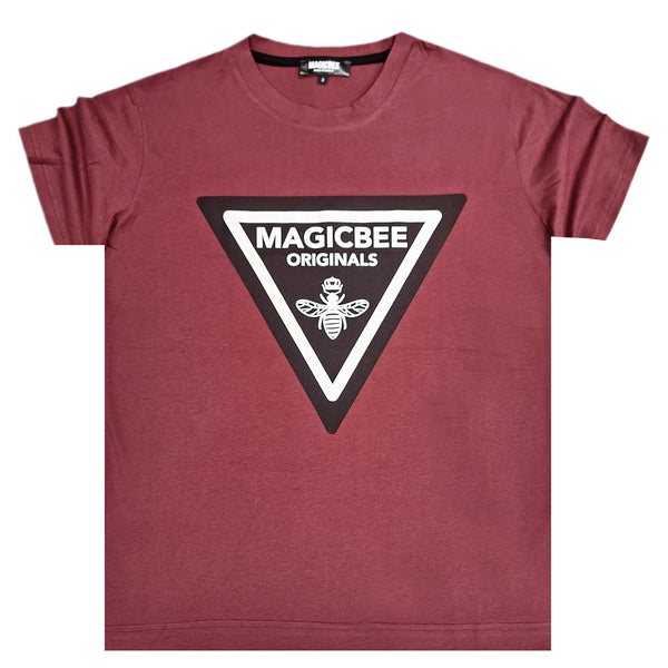 Ανδρική κοντομάνικη μπλούζα Magic bee - MB2406 - triangle logo μπορντό