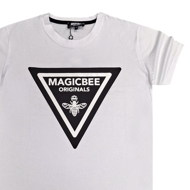 Ανδρική κοντομάνικη μπλούζα Magic bee - MB2406 - triangle logo λευκό