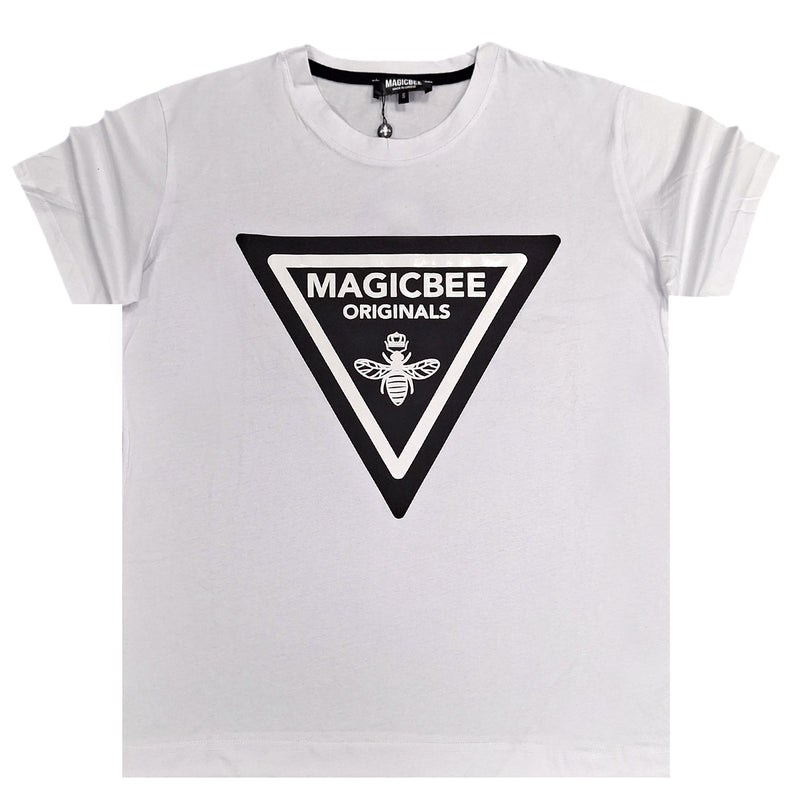 Ανδρική κοντομάνικη μπλούζα Magic bee - MB2406 - triangle logo λευκό