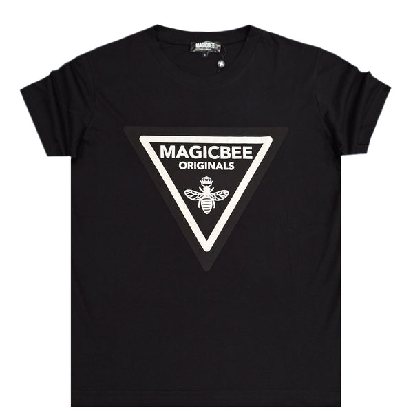 Ανδρική κοντομάνικη μπλούζα Magic bee - MB2406 - triangle logo μαύρο