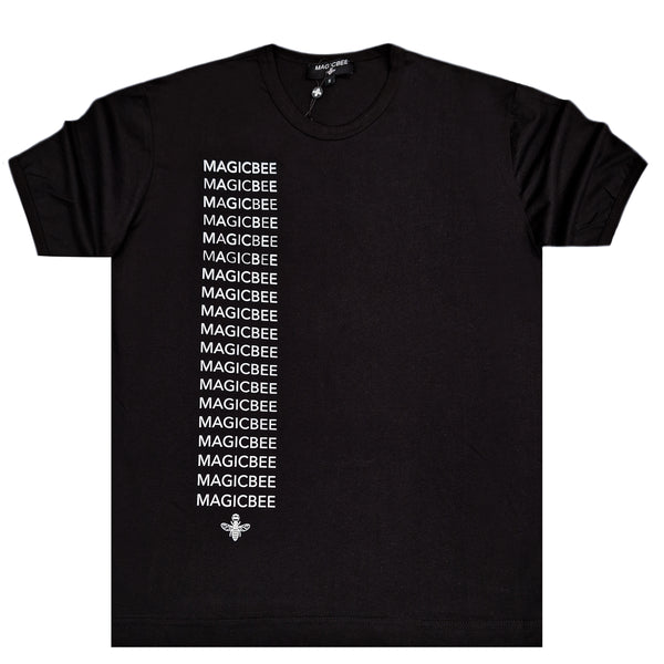 Ανδρική κοντομάνικη μπλούζα Magic bee - MB2408 - repeat logo μαύρο