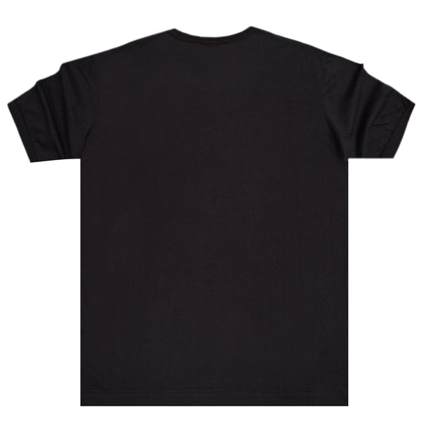 Ανδρική κοντομάνικη μπλούζα Magic bee - MB2408 - repeat logo μαύρο