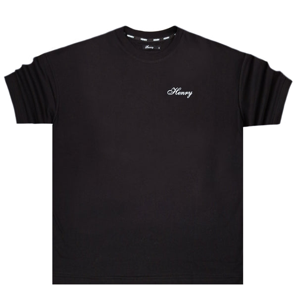 Κοντομάνικη μπλούζα Henry clothing - 3-625 - butterfly logo oversize fit μαύρο