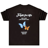 Henry clothing - 3-625 - butterfly oversize tee - black