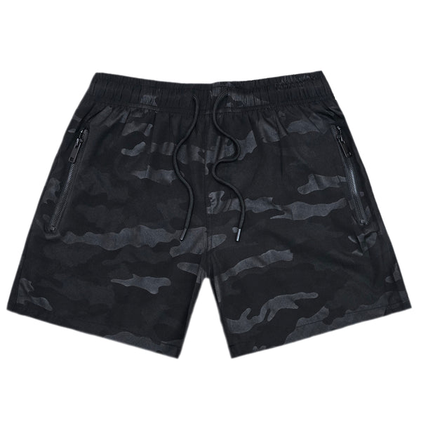 Ανδρικό μαγιό - GUF - YHM-823 - cammo swimshorts regular fit μαύρο