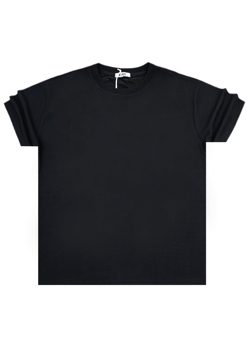 Ανδρική κοντομάνικη πικέ μπλούζα - GUF - F-918-1 -pique t-shirt regular fit μαύρο