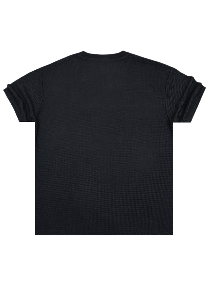 Ανδρική κοντομάνικη πικέ μπλούζα - GUF - F-918-1 -pique t-shirt regular fit μαύρο