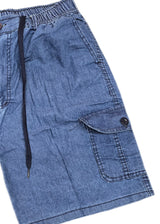 Ανδρική βερμούδα κάργκο τύπου τζιν - GUF - E7343 - denim cargo shorts regular fit μπλε