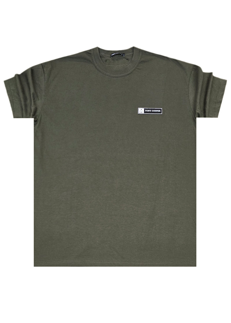 Ανδρική κοντομάνικη μπλούζα Tony couper - T25/20 - patch logo regular fit t-shirt χακί