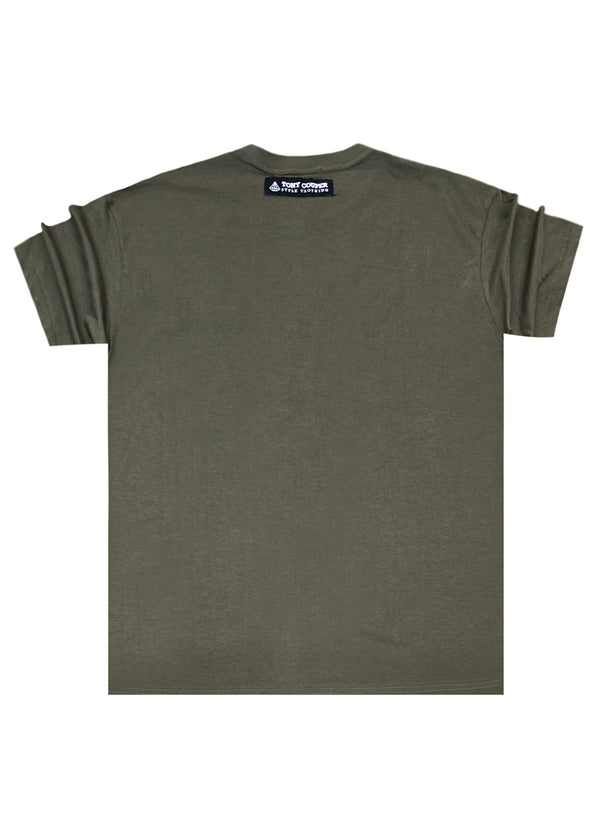 Ανδρική κοντομάνικη μπλούζα Tony couper - T25/20 - patch logo regular fit t-shirt χακί