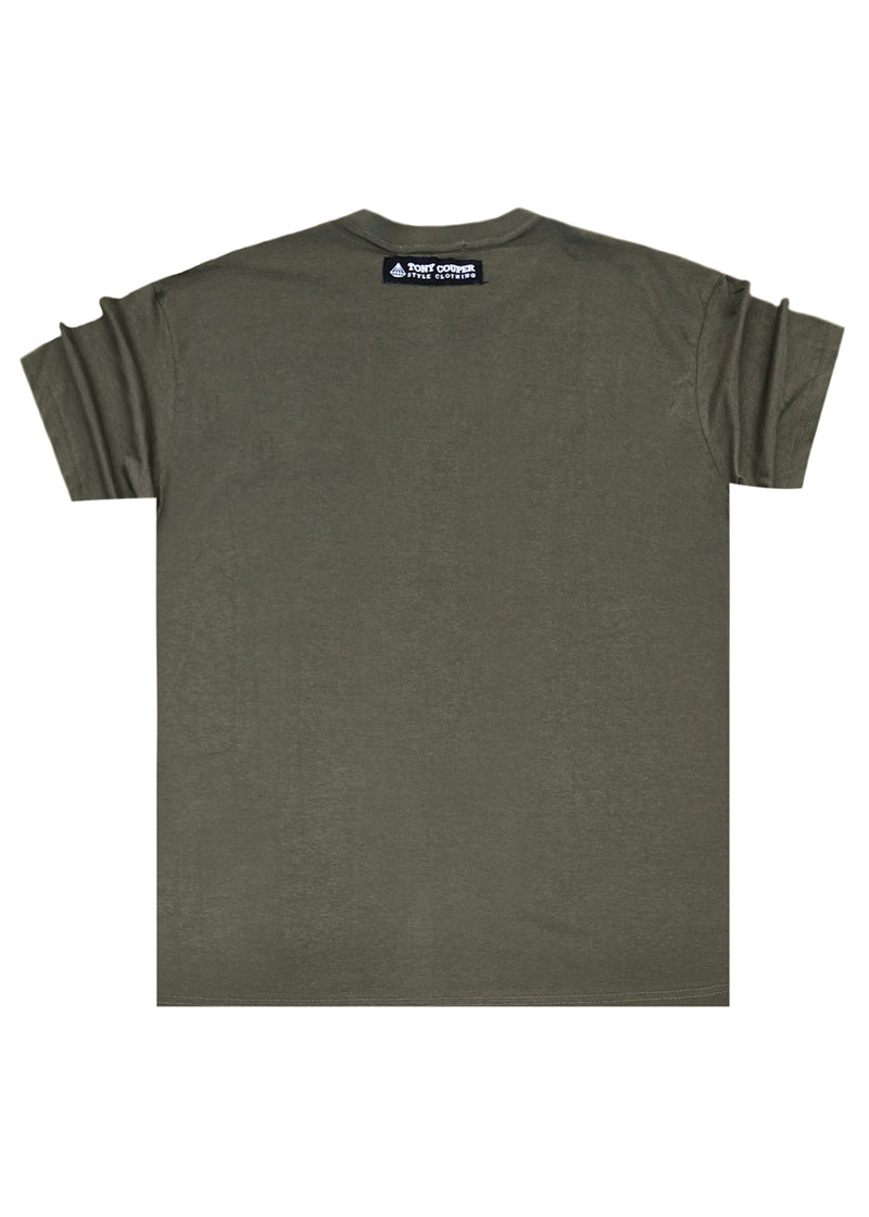 Ανδρική κοντομάνικη μπλούζα Tony couper - T25/20 - patch logo regular fit t-shirt χακί