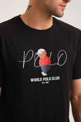 Ανδρική κοντομάνικη μπλούζα New World Polo - POLO-2025 - hat bear logo μαύρο