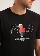 Ανδρική κοντομάνικη μπλούζα New World Polo - POLO-2025 - hat bear logo μαύρο