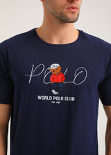 Ανδρική κοντομάνικη μπλούζα New World Polo - POLO-2025 - hat bear logo σκούρο μπλε