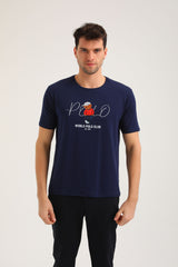 Ανδρική κοντομάνικη μπλούζα New World Polo - POLO-2025 - hat bear logo σκούρο μπλε
