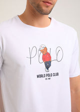 Ανδρική κοντομάνικη μπλούζα New World Polo - POLO-2025 - hat bear logo λευκό