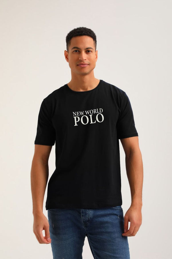 Ανδρική κοντομάνικη μπλούζα New World Polo - POLO-2030 - logo t-shirt μαύρο