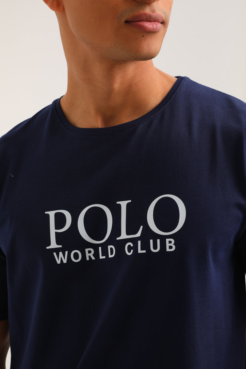 Ανδρική κοντομάνικη μπλούζα New World Polo - POLO-2030 - simpe logo σκούρο μπλε