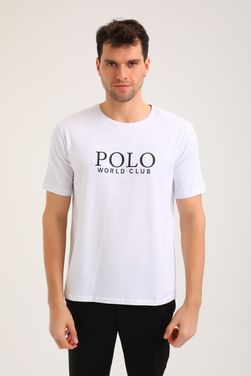 Ανδρική κοντομάνικη μπλούζα New World Polo - POLO-2030 - logo t-shirt λευκό