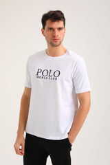 Ανδρική κοντομάνικη μπλούζα New World Polo - POLO-2030 - logo t-shirt λευκό