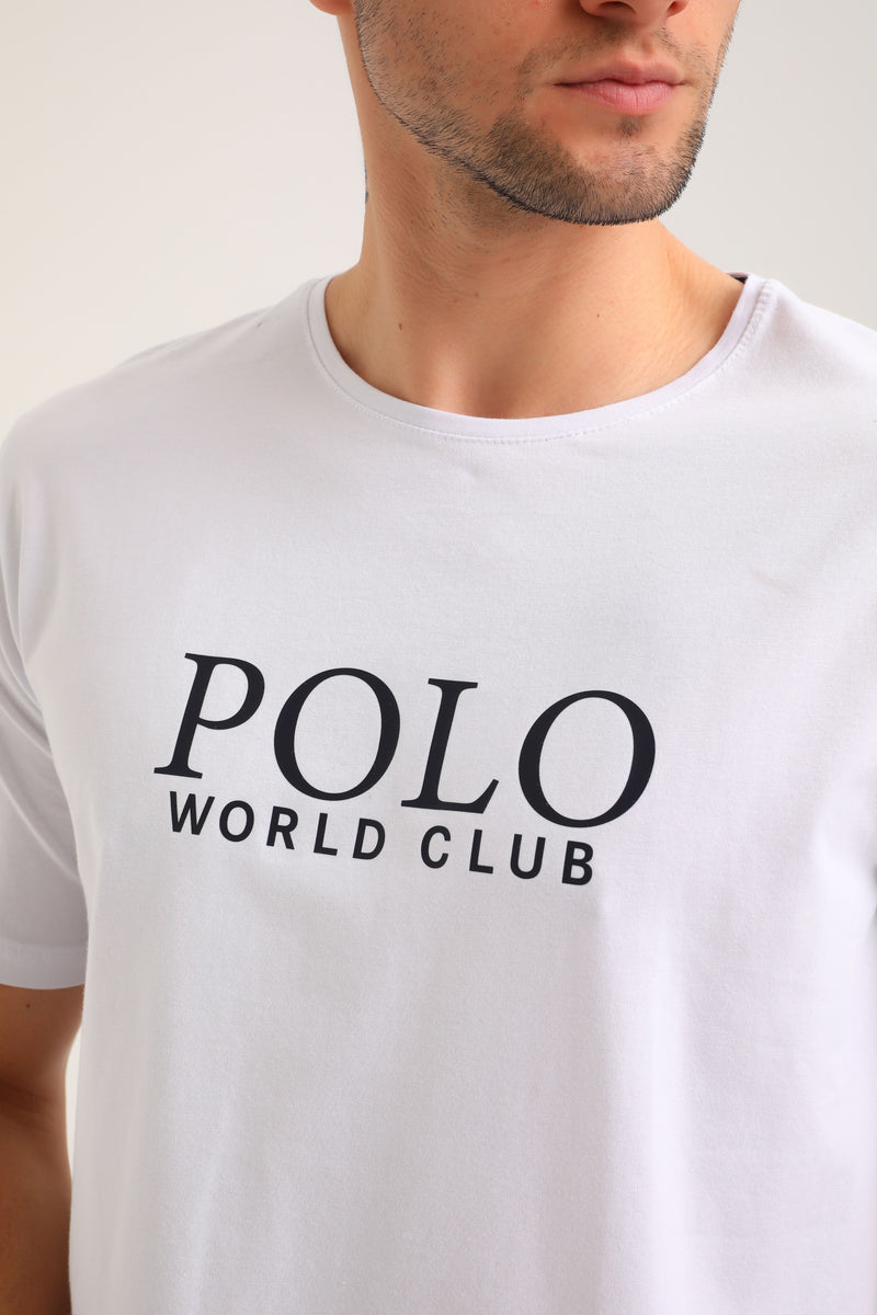 Ανδρική κοντομάνικη μπλούζα New World Polo - POLO-2030 - logo t-shirt λευκό