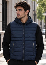 GUF CLOTHING Ανδρικό αμάνικο μπουφάν με αποσπώμενη κουκούλα - Μπλε σκούρο 2102 