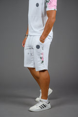 New wave clothing - 211-36 - flower shorts - white