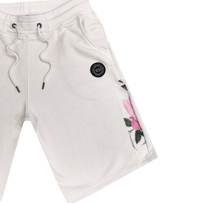 New wave clothing - 211-36 - flower shorts - white