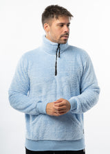 Ανδρική φούτερ με κολάρο New wave clothing - 232-39 - half zip sherpa design σιελ