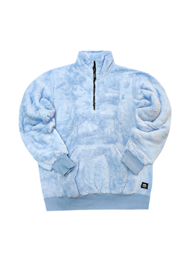 Ανδρική φούτερ με κολάρο New wave clothing - 232-39 - half zip sherpa design σιελ