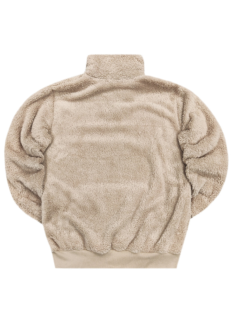 Ανδρική φούτερ με κολάρο New wave clothing - 232-39 - half zip sherpa design μπεζ