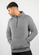 Ανδρική φούτερ με κολάρο New wave clothing - 232-39 - half zip sherpa design γκρι