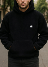 Ανδρική φούτερ με κουκούλα Close society - 232-39-hoodie - sherpa design μαύρο