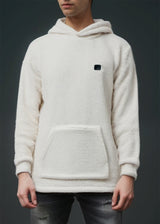 Ανδρική φούτερ με κουκούλα Close society - 232-39 - hoodie - sherpa design εκρού