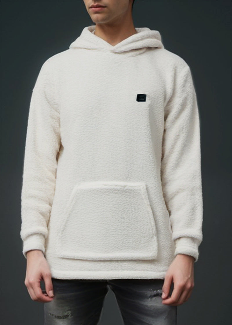 Ανδρική φούτερ με κουκούλα Close society - 232-39 - hoodie - sherpa design εκρού