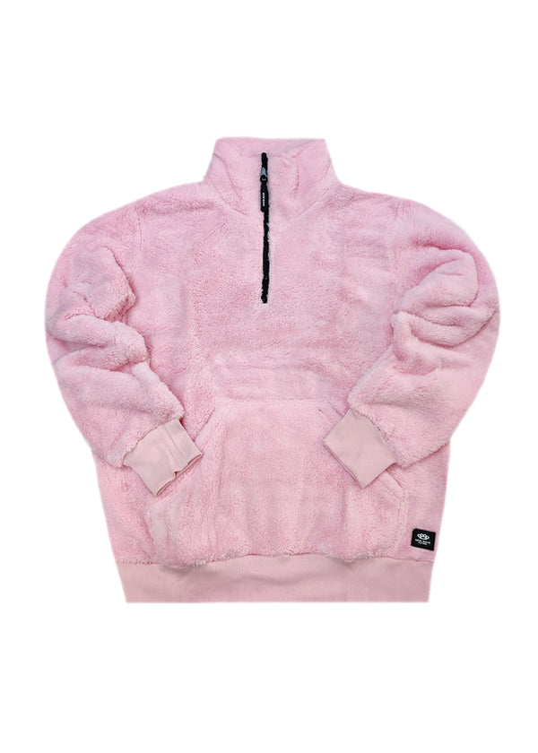 Ανδρική φούτερ με κολάρο New wave clothing - 232-39 - half zip sherpa design ροζ